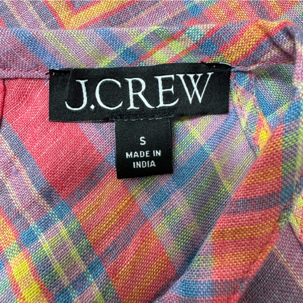 J. Crew Sunset Plaid Amber Linen Top - Picture 10 of 12